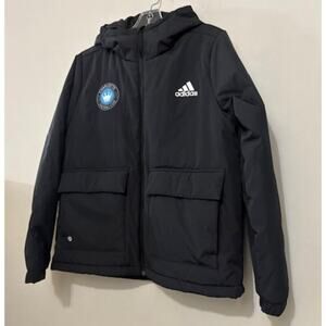 Adidas Stadium Parka Jacket Charlotte FC Soccer Hooded Black Youth Large New